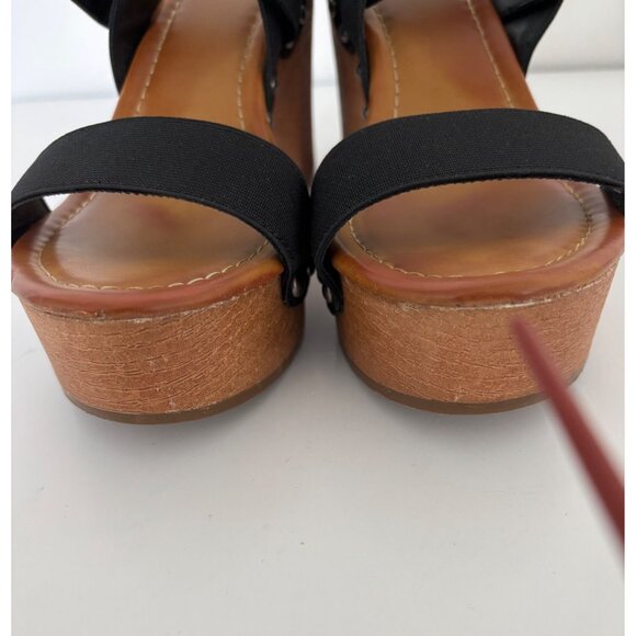 MIA Sandals 10~Fits 9 Chunky Platform Strappy Wooden Heel Retro Boho Cowgirl - Picture 2 of 15